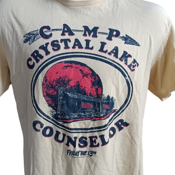 Large T-Shirt Camp Crystal Lake Counselor Friday The 13th Vintage Style - Picture 1 of 5